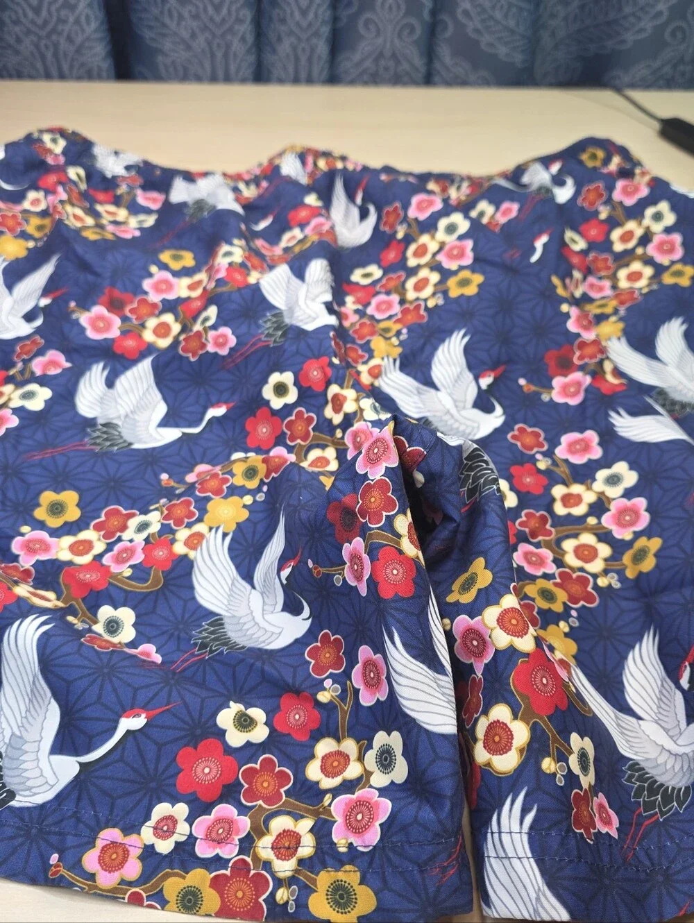 Broken Threads Surf Swim Trunks XL Japanese Crane Floral Print Board Shorts